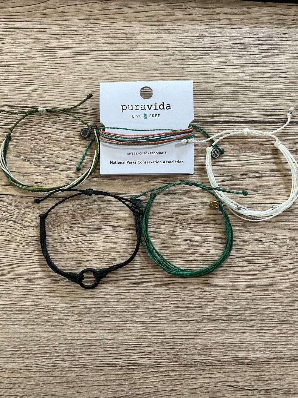 Pura Vida Mixed Color Pack — Black, Green, White, Olive, Coral Bracelets